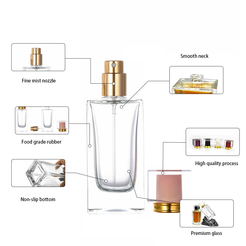 Men's Cologne Clear Square Bottle details