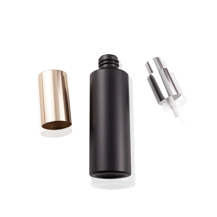 Black cylindrical perfume bottle