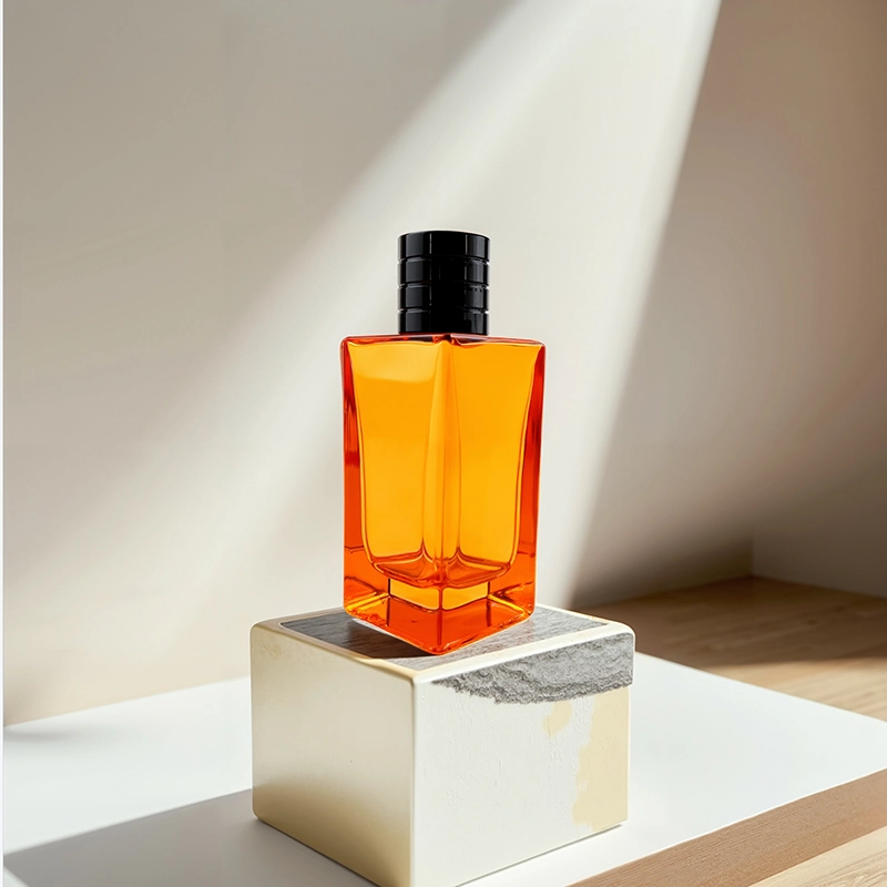 Orange square perfume bottle